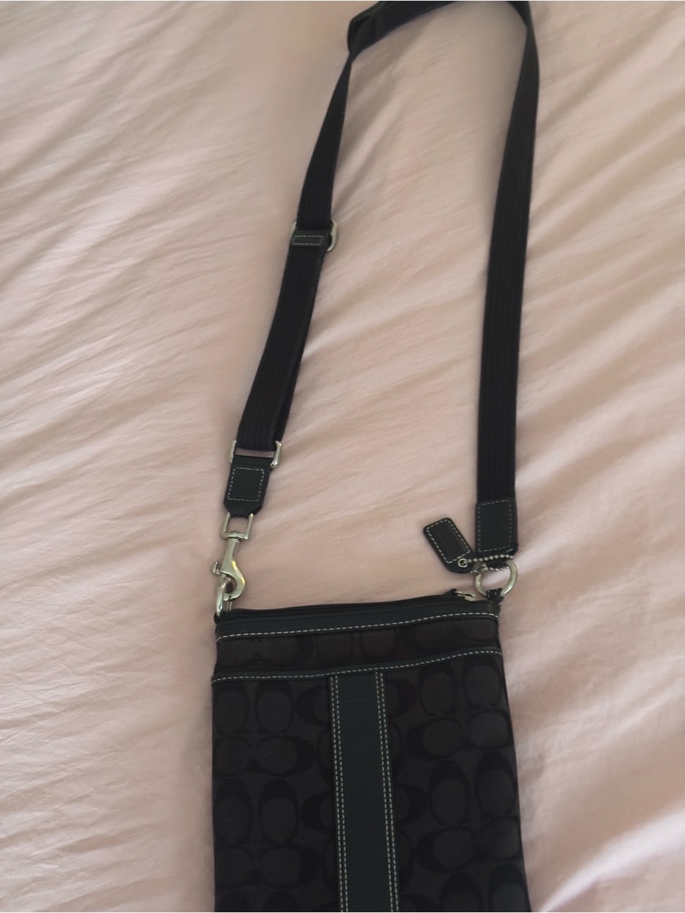 Coach Black Signature Jacquard Crossbody with Contrast Stitching